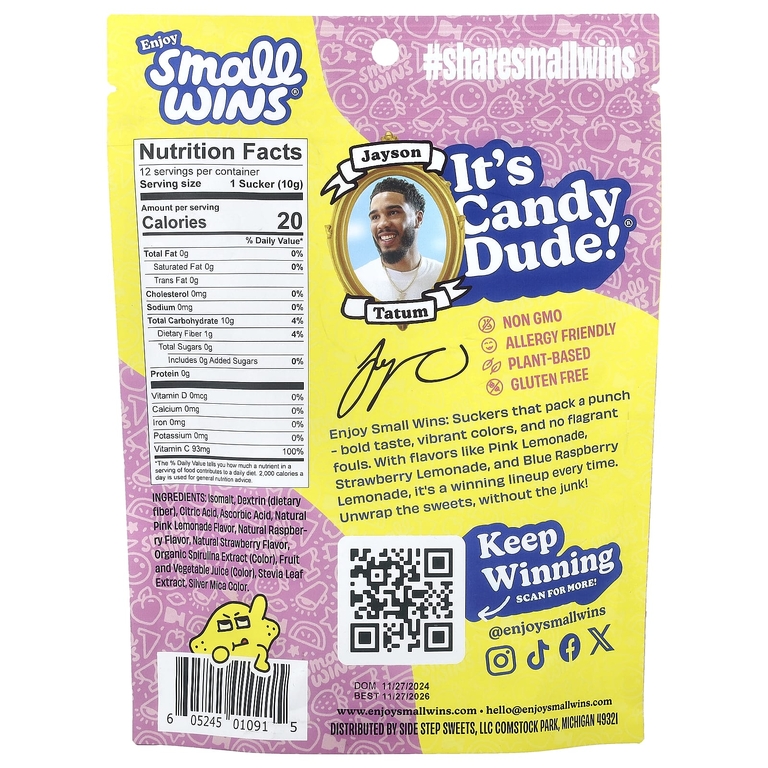 Enjoy Small Wins, Suckers, лимонад, 12 шт., 120 г (4,23 унции) (Товар снят с продажи) 