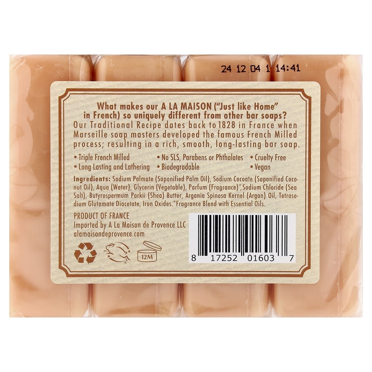 A La Maison de Provence, кусковое мыло для рук и тела, апельсин и бергамот, 4 шт. по 100 г (3,5 унции)