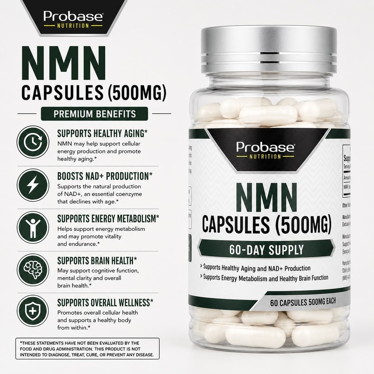Probase Nutrition, NMN, 500 мг, 60 капсул