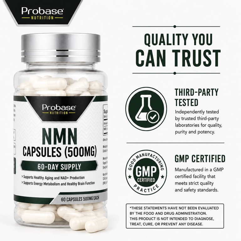 Probase Nutrition, NMN, 500 мг, 60 капсул