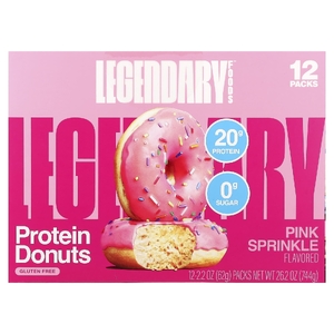 Legendary Foods, протеиновые пончики, розовая глазурь и посыпка, 12 упаковок по 62 г (2,2 унции)