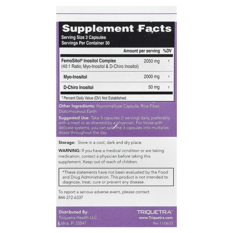 Triquetra Health, Femositol®, комплекс инозитола, 90 капсул