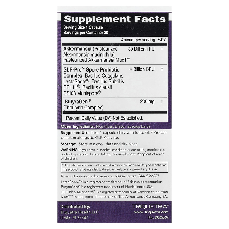 Triquetra Health, PX Therapeutics™, GLP-Pro™ GLP-1, пробиотики и постбиотики, 30 капсул