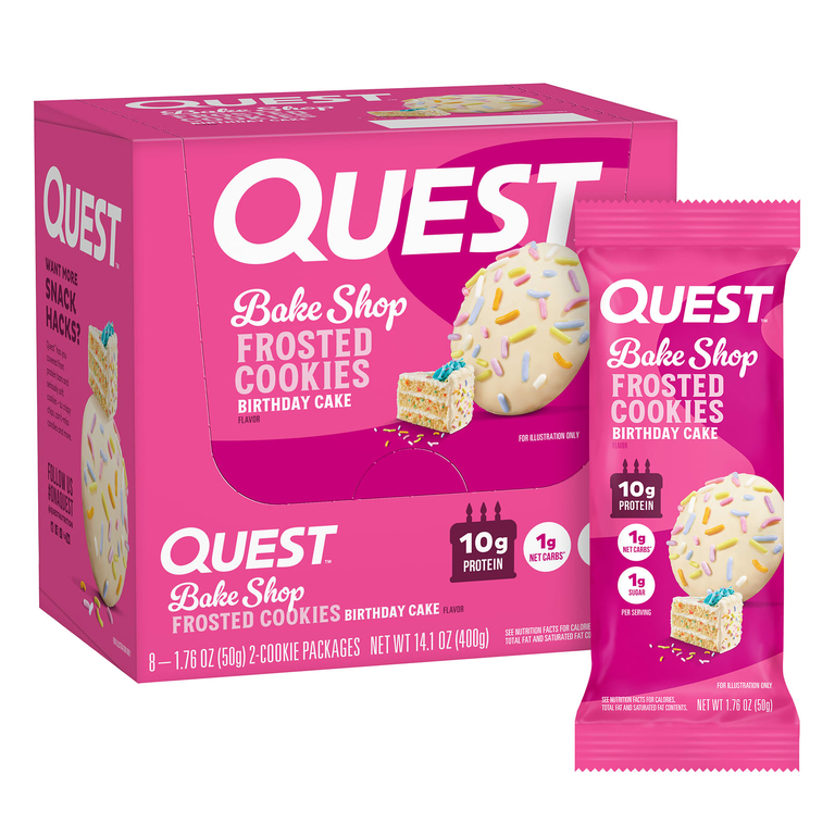 Quest Nutrition, Bake Shop, глазированное печенье, со вкусом торта, 8 пакетиков по 50 г (1,76 унции)