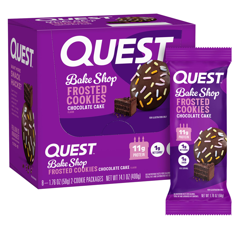 Quest Nutrition, Bake Shop, глазированное печенье, шоколадный торт, 8 пакетиков по 50 г (1,76 унции)