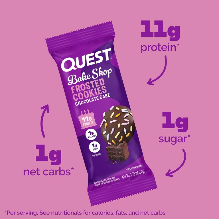 Quest Nutrition, Bake Shop, глазированное печенье, шоколадный торт, 8 пакетиков по 50 г (1,76 унции)