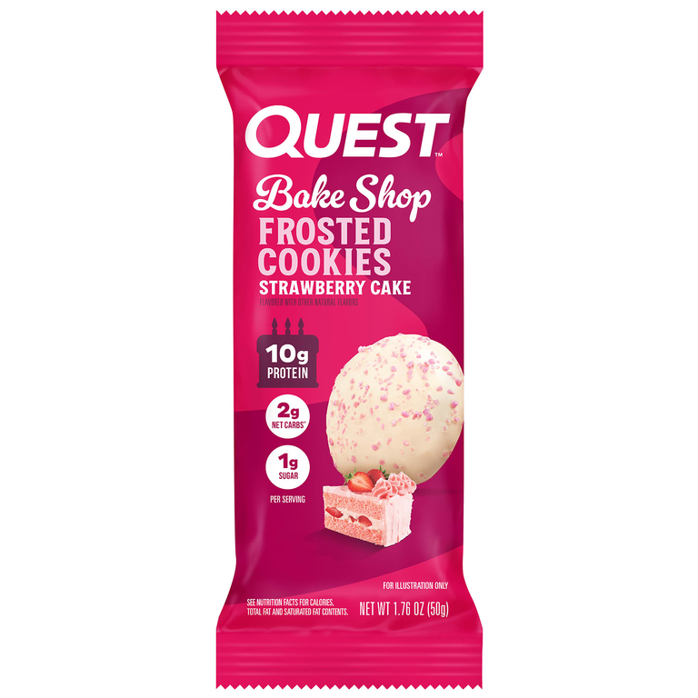 Quest Nutrition, Bake Shop, глазированное печенье, со вкусом клубничного торта, 8 пакетиков по 50 г (1,76 унции)