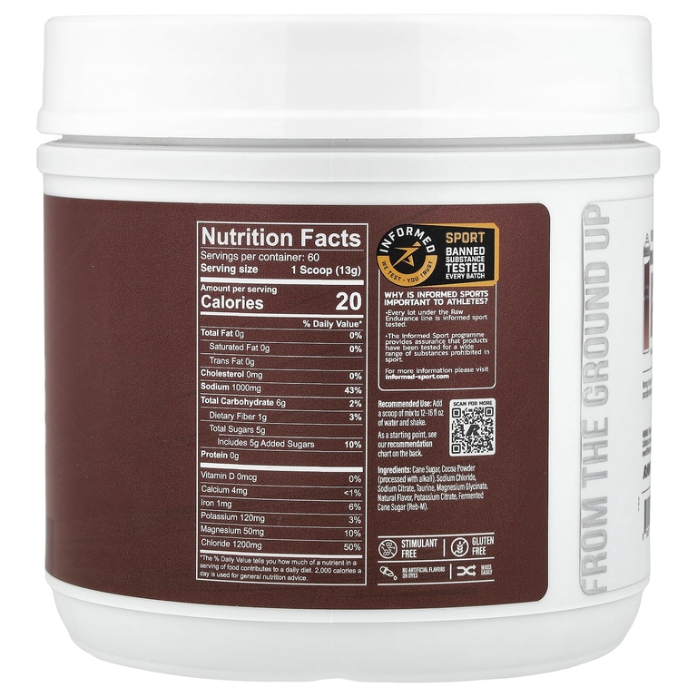 Raw Nutrition, Endurance, восстанавливающий, с шоколадным вкусом, 780 г (27,51 унции)