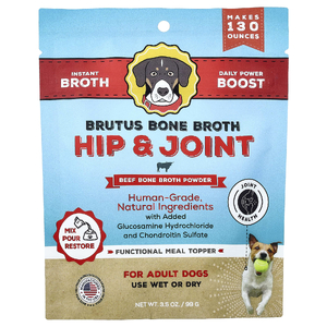 Brutus Bone Broth, Hip & Joint, порошок из бульона из говяжьей кости, для взрослых собак, 99 г (3,5 унции)
