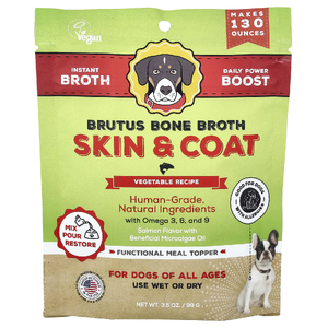 Brutus Bone Broth, Skin &coat, овощной рецепт, для собак любого возраста, лосось, 99 г (3,5 унции)