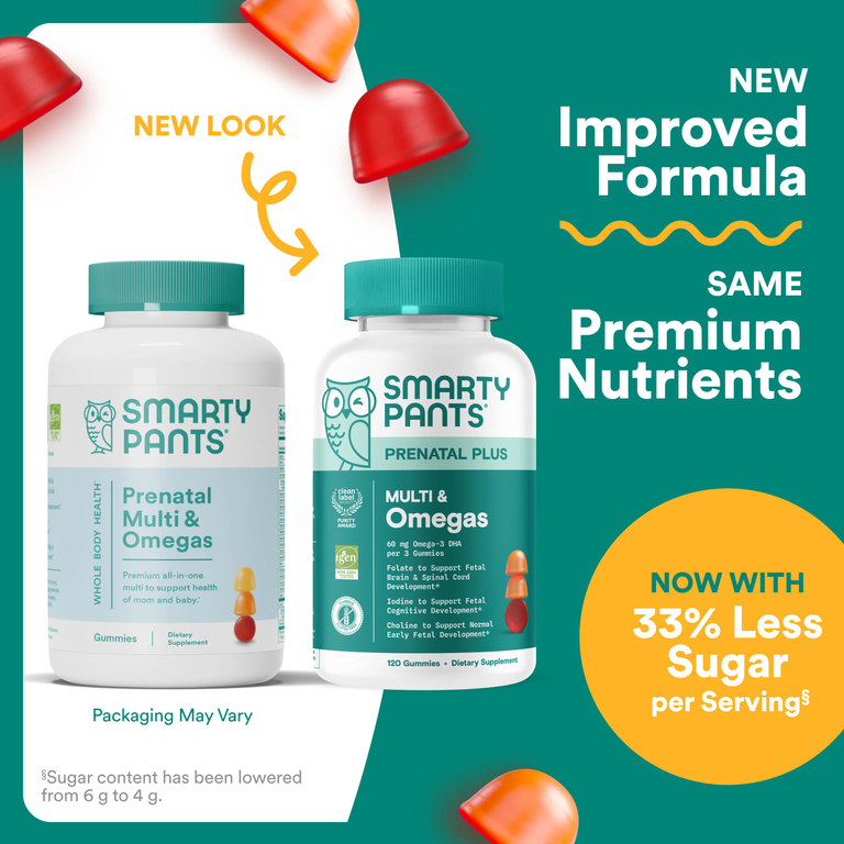 SmartyPants, Prenatal Plus, пренатальные мультивитамины и омега-кислоты, лимонад с апельсином и клубникой, 120 жевательных таблеток