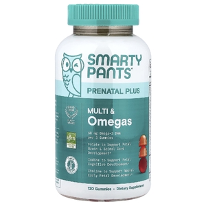 SmartyPants, Prenatal Plus, жевательные мультивитамины и омега, со вкусом апельсина и клубники, 120 жевательных таблеток