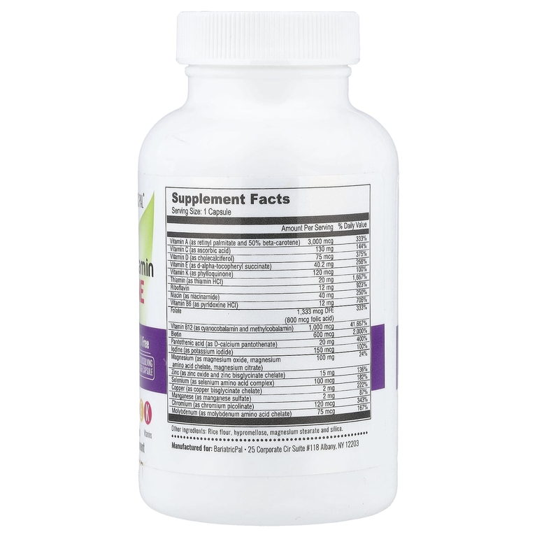 BariatricPal, Multivitamin One, мультивитаминный комплекс, без железа, 90 капсул (Товар снят с продажи) 