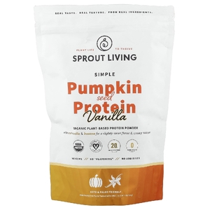 Sprout Living, простой протеин из семян тыквы, со вкусом ванили, 454 г (1 фунт)