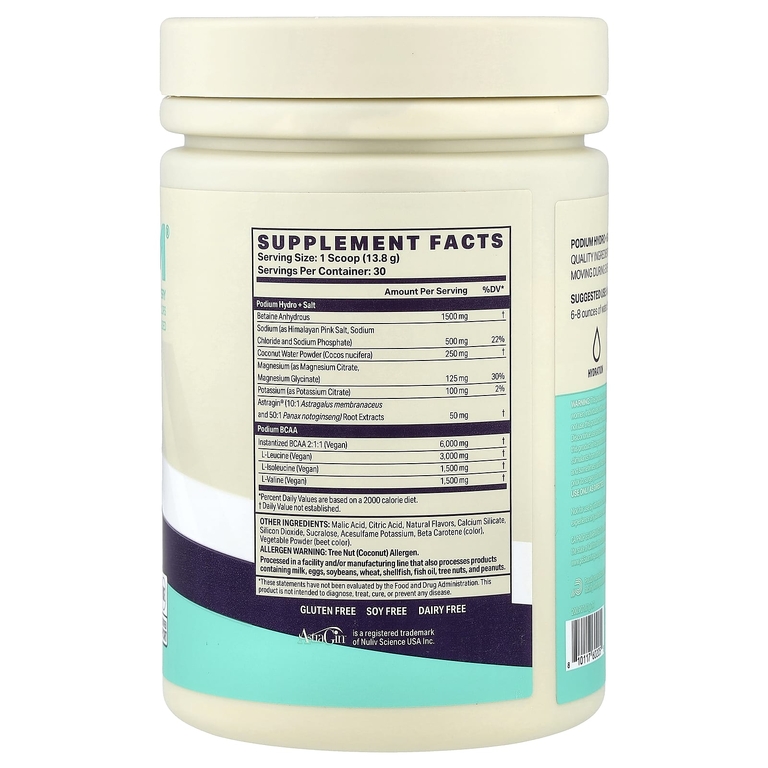 Podium Nutrition, Hydro & Salt 2025 + BCAA, со вкусом персика и манго, 414 г (14,6 унции)