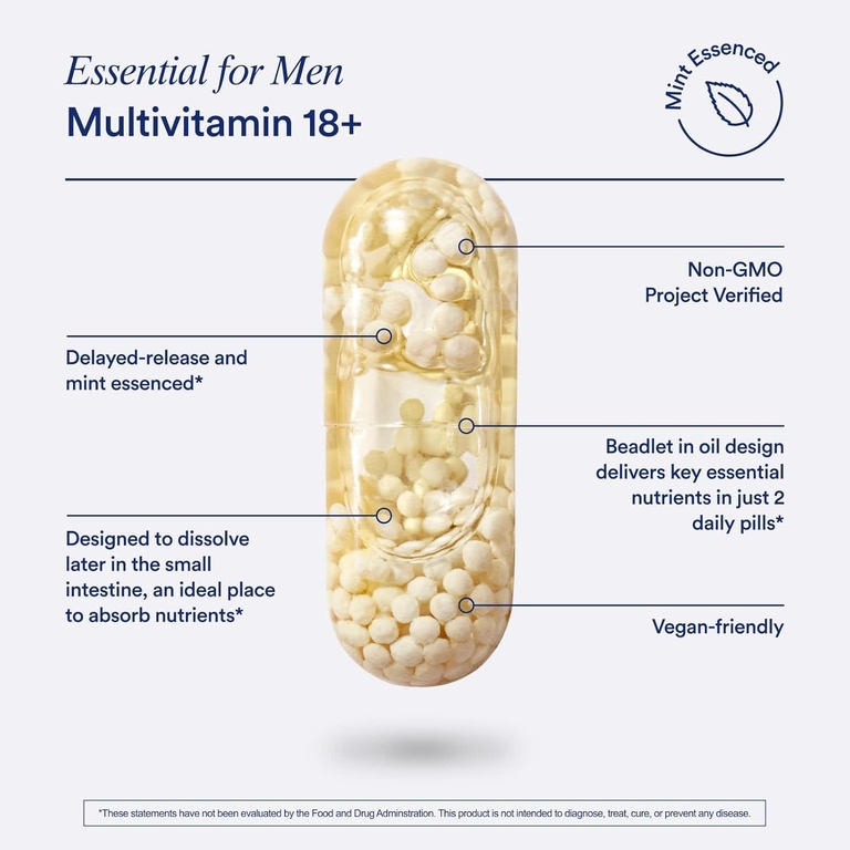 Ritual, Essential For Men, мультивитамины для мужчин от 18 лет, со вкусом мяты, 60 веганских капсул
