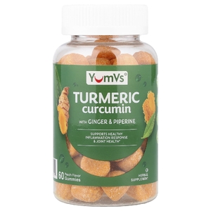 YumVs, куркумин из куркумы, с имбирем и пиперином, со вкусом персика, 60 жевательных таблеток
