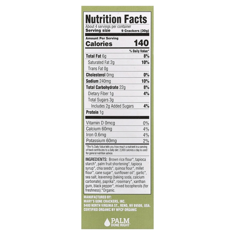 Mary's Gone Crackers, Organic Real Thin Crackers™, чеснок и розмарин, 113 г (4 унции)