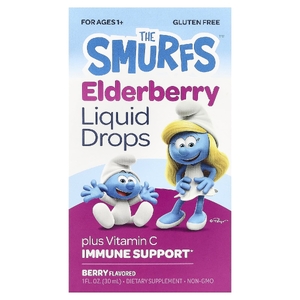 The Smurfs, жидкая добавка с бузиной, для детей от 1 года, ягодный вкус, 30 мл (1 жидк. унция)