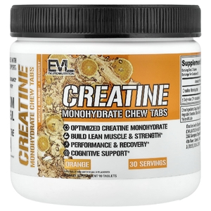 EVLution Nutrition, жевательные таблетки с моногидратом креатина, апельсин, 90 таблеток