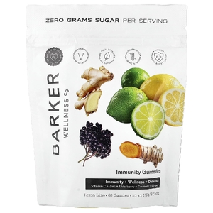Barker Wellness Co, жевательные таблетки для поддержки иммунитета, со вкусом лимона и лайма, 60 жевательных таблеток
