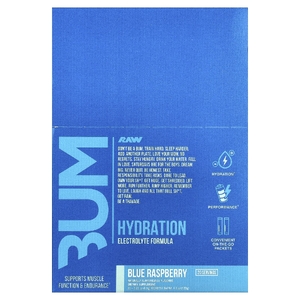 Raw Nutrition, Bum, Hydration, электролитная формула, со вкусом голубой малины, 20 пакетиков по 6,1 г (0,22 унции) (Товар снят с продажи) 