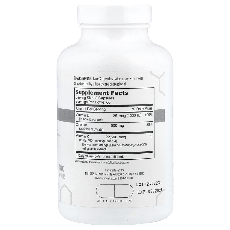 NBI, Osteo-K®, 180 капсул (Товар снят с продажи) 