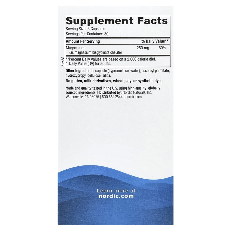 Nordic Naturals, глицинат магния, 90 капсул (83 мг в 1 капсуле)