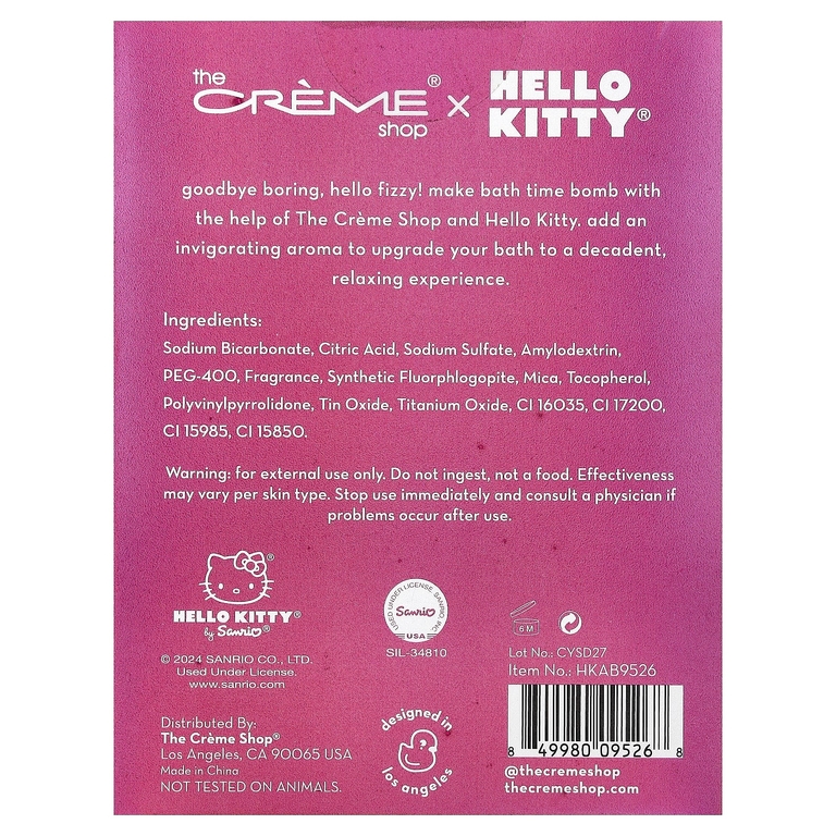 The Creme Shop, Hello Kitty®, ароматерапевтическая бомба для ванны, со вкусом клубники, 1 шт. (Товар снят с продажи) 