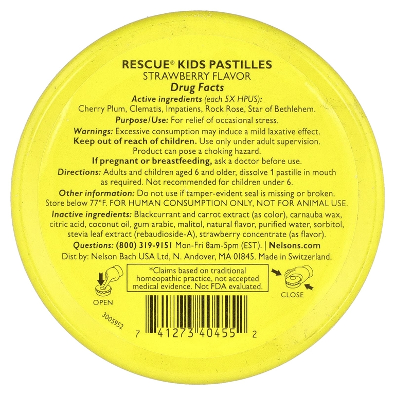 Bach, Rescue®, пастилки для снятия стресса, со вкусом клубники, 35 пастилок (Товар снят с продажи) 