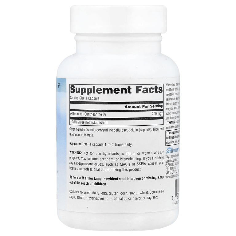 Source Naturals, Serene Science®, L-теанин, 200 мг, 60 капсул