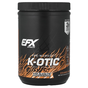 EFX Sports, предтренировочный комплекс K-otic®, со вкусом апельсина и манго, 500 г (1 фунт, 1,64 унции)