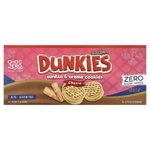 ChocZero, Premium Cookies, Golden Dunkies, ванильное печенье с кремом, чуррос, 12 упаковок по 21 г (0,75 унции)