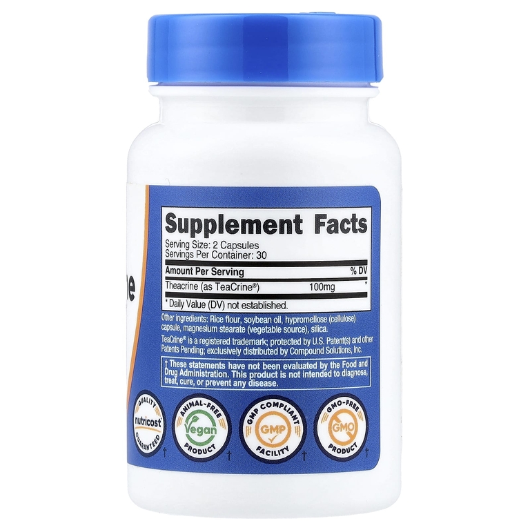 Nutricost, Theacrine as Teacrine®, 60 капсул (50 мг в 1 капсуле)