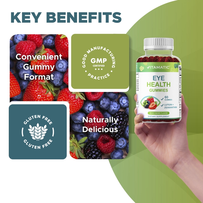 Vitamatic, жевательные таблетки для здоровья глаз, со вкусом ягодного ассорти, 60 шт.