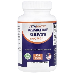 Vitamatic, агматинсульфат, 180 растительных капсул (500 мг в 1 капсуле)