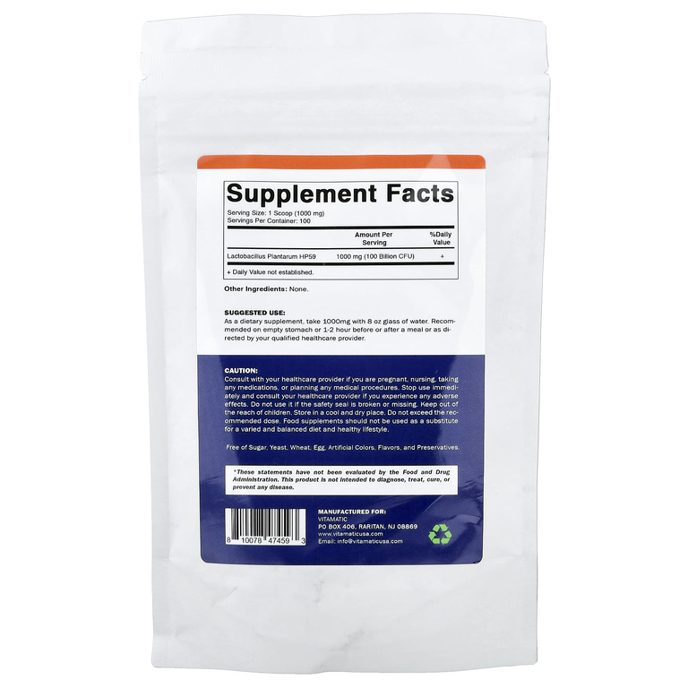 Vitamatic, лактобактерии плантарум (Lactobacillus plantarum), 100 г (3,5 унции)