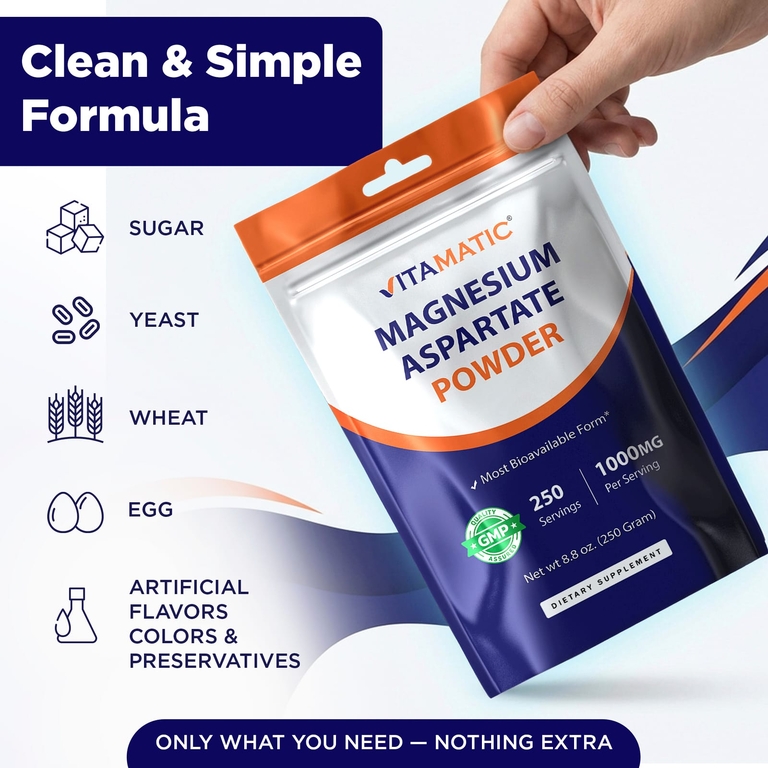 Vitamatic, аспартат магния в порошке, 250 г (8,8 унции)