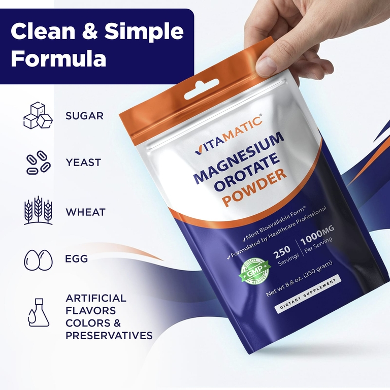 Vitamatic, оротат магния в порошке, 250 г (8,8 унции)