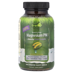 Irwin Naturals, магний PM™ и расслабляющий цветочный комплекс, 60 капсул с жидкостью