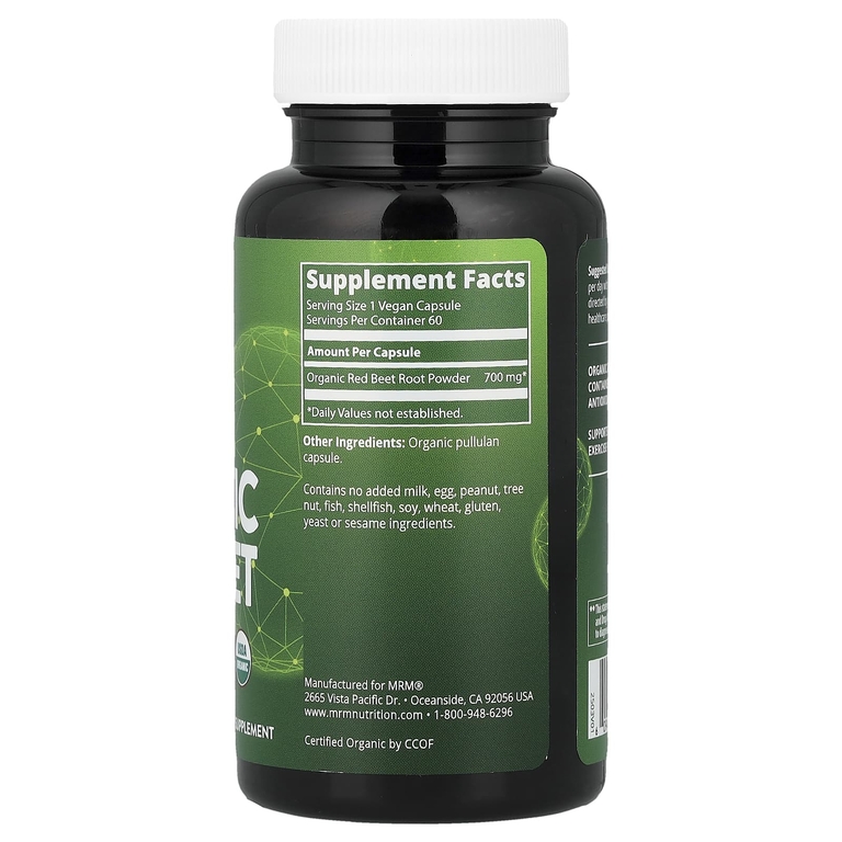 MRM Nutrition, органическая красная свекла, 60 веганских капсул