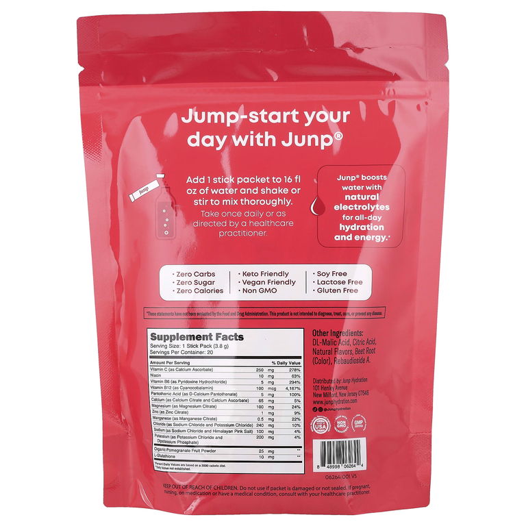 JUNP Hydration, электролитная порошковая смесь, со вкусом лесных ягод, 20 пакетиков по 3,8 г (0,13 унции)