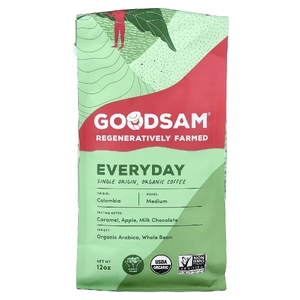 GoodSam, органический кофе одного происхождения, для ежедневного использования, цельные зерна, средняя обжарка, 12 унций