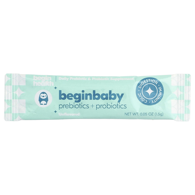Begin Health, Beginbaby™, пребиотики и пробиотики, для детей от 0 до 12 месяцев, без добавок, 28 пакетиков по 1,5 г (0,05 унции)