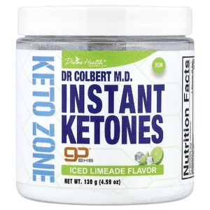 Divine Health, Компания Dr. Coliber MD, Keto Zone, растворимые кетоны, со вкусом холодного лаймада, 130 г (4,59 унции)