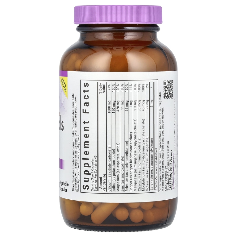 Bluebonnet Nutrition, Мультиминералы с бором, без железа, 180 растительных капсул