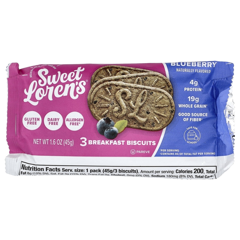 Sweet Loren's, печенье для завтрака, голубика, 5 пакетиков по 45 г (1,6 унции) (Товар снят с продажи) 