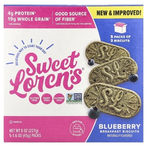 Sweet Loren's, печенье для завтрака, голубика, 5 пакетиков по 45 г (1,6 унции) (Товар снят с продажи) 