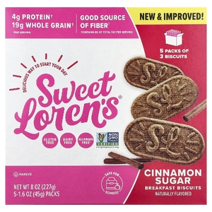 Sweet Loren's, печенье для завтрака, с корицей и сахаром, 5 пакетиков по 45 г (1,6 унции) (Товар снят с продажи) 