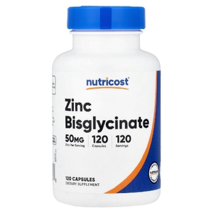 Nutricost, Бисглицинат цинка, 50 мг, 120 капсул